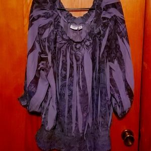 Cato Purple and Black Blouse